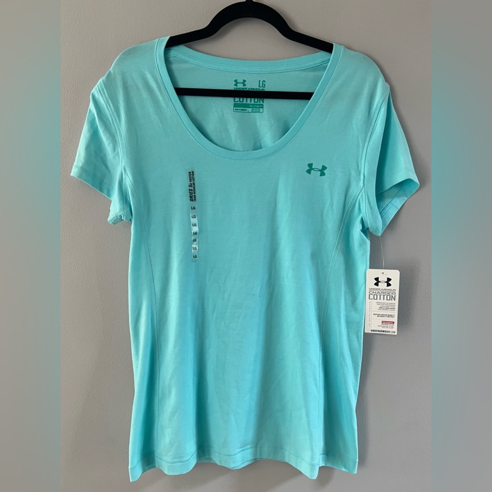 Under Armour Women's Light Blue Scoop Neck Performance Tee